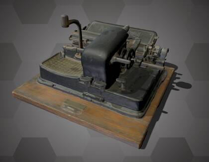 Picture of 3D model of an AEG Index Typewriter without lid (NHMW-AFW-DING-0092-002)