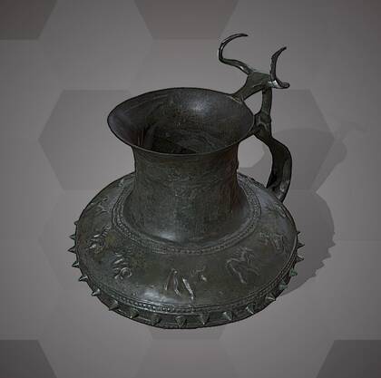 Picture of the 3D model of a bronze scoop vessel