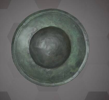 Picture of the 3D model of a wide rim bronze bowl - top view