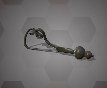 Picture of the 3D model of a bronze snake brooch