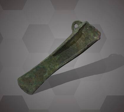 Picture of the 3D model of a bronze heel axe