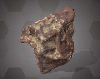 Picture of 3D model of a piece of red ochre from layer 9 of the Willendorf II site