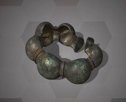 Picture of the 3D model of a bronze hollow knuckle bracelet