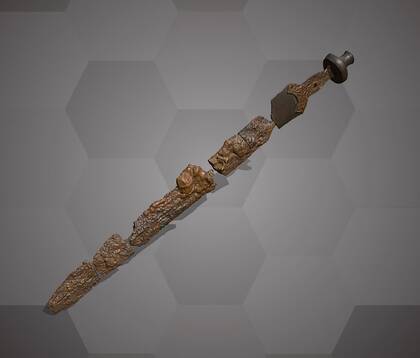 Picture of the 3D model of an iron pommel sword