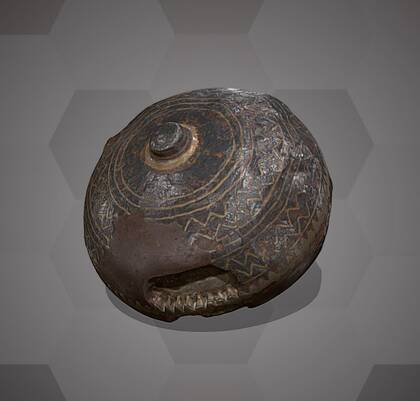 Picture of the 3D model of a sword pommel